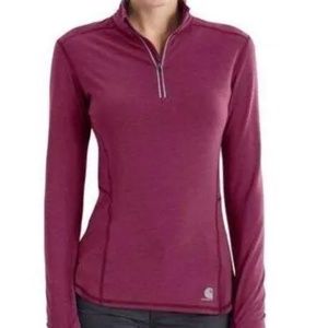 Carhartt Force Delmont Fast Dry Quarter-Zip Shirt Pullover Small Berry 100137